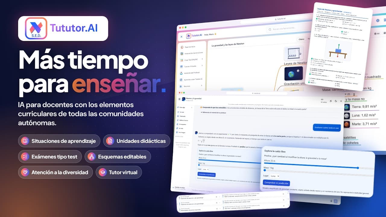 Vídeo de presentación de Tututor AI, la plataforma de IA para docentes: situaciones de aprendizaje, unidades didácticas, exámenes tipo test y tutores virtuales